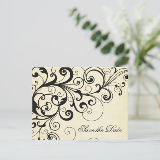 Elegante wervelingen slaan het datum aankondiging (Staand voorkant)