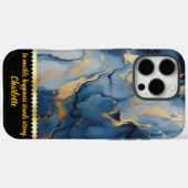 Elegante wervelingen van blauwe en gouden marmeren Case-Mate iPhone case (Achterkant (horizontaal))