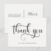Elegante wervelingen | Zwart-wit bruiloft bedankt Briefkaart (Voorkant / Achterkant)