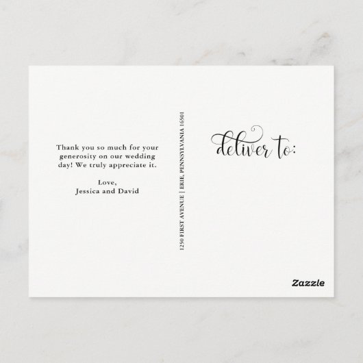 Elegante wervelingen | Zwart-wit bruiloft bedankt Briefkaart (Achterkant)