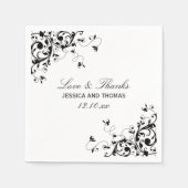 Elegante wervelingen zwart & wit bruiloft servette servetten (Voorkant)