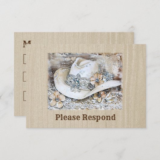 Elegante Westerne Boho bruiloft RSVP Kaartje (Voorkant / Achterkant)