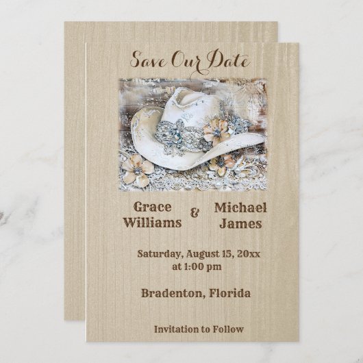 Elegante Westerne Boho bruiloft Save The Date (Voorkant / Achterkant)