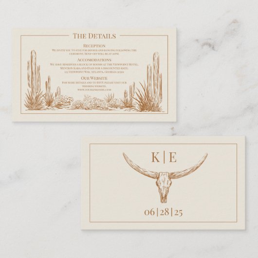 Elegante Westerne bruiloft details behuizing Kaart (Voorkant / Achterkant)