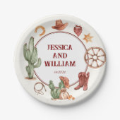 Elegante Westerne bruine bruiloft Papieren Bordje (Voorkant)