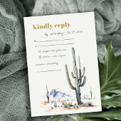 Elegante Westerne Cactus Desert Landscape Bruiloft RSVP Kaartje