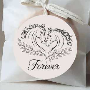 Elegante Westerne Horse Rustic Country Wedding Ronde Sticker