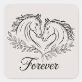 Elegante Westerne Horse Rustic Country Wedding Vierkante Sticker (Voorkant)