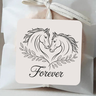 Elegante Westerne Horse Rustic Country Wedding Vierkante Sticker