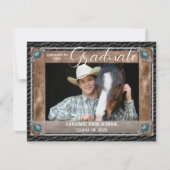 Elegante Westerne stijl Leather Photo Afstuderen Aankondiging (Voorkant)