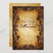 Elegante westerne vintage bruiloft repetitie diner kaart (Voorkant / Achterkant)