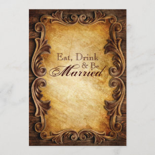 Elegante westerne vintage bruiloft repetitie diner kaart