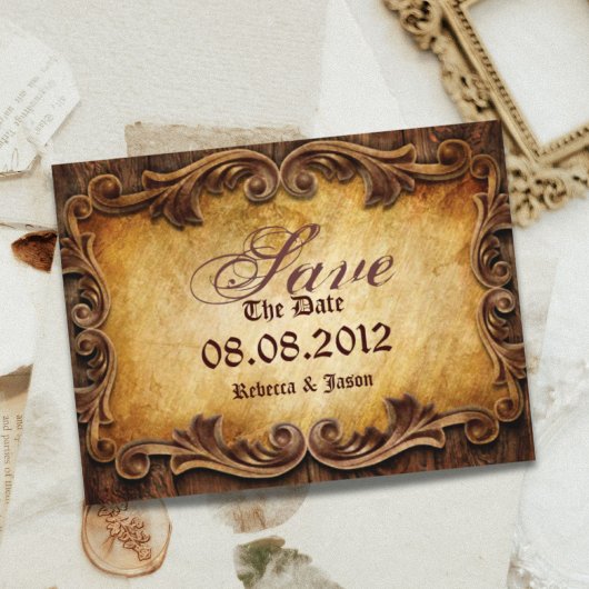 Elegante westerne vintage bruiloft save the date aankondigingskaart