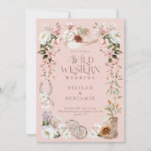 Elegante Westerne Waterverf Floral Cowboy bruiloft Kaart (Voorkant)