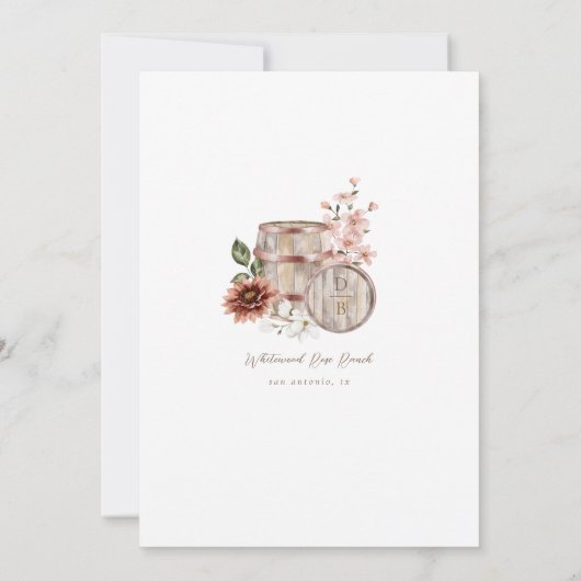 Elegante Westerne Waterverf Floral Cowboy bruiloft Kaart (Achterkant)