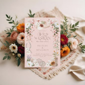 Elegante Westerne Waterverf Floral Cowboy bruiloft Kaart