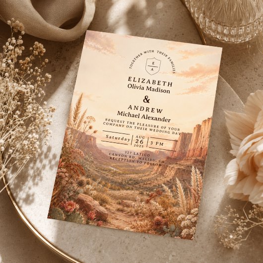 Elegante Westerse Herfst Bruiloft Kaart