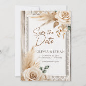 Elegante Westerse Rustieke Bloemige Bruiloft Save The Date (Voorkant)