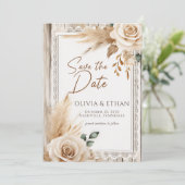 Elegante Westerse Rustieke Bloemige Bruiloft Save The Date (Staand voorkant)