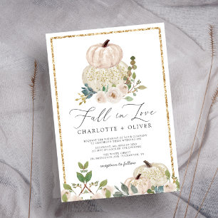 Elegante Whimsical Bloemige Pompoen Herfst Bruilof Kaart