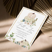 Elegante Whimsical Bloemige Pompoen Herfst Bruilof Kaart