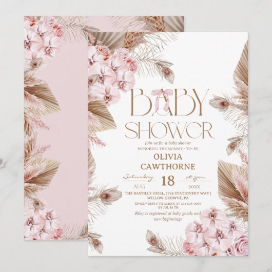 Elegante Whimsical Boho Baby Shower Kaart (Voorkant / Achterkant)