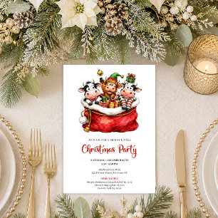Elegante Whimsical Dieren Vakantie Kerstfeest Kaart