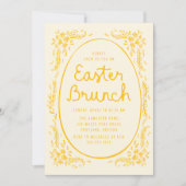 Elegante Whimsical Gele Pasen Brunch Uitnodiging (Voorkant)