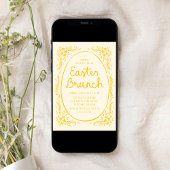 Elegante Whimsical Gele Pasen Brunch Uitnodiging