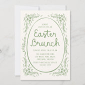 Elegante Whimsical Groene Pasen Brunch Kaart (Voorkant)