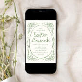 Elegante Whimsical Groene Pasen Brunch Kaart