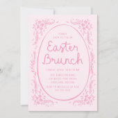 Elegante Whimsical Roze Pasen Brunch Uitnodiging (Voorkant)
