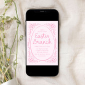 Elegante Whimsical Roze Pasen Brunch Uitnodiging