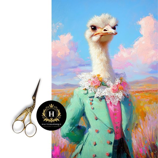 Elegante Whimsical Struisvogel Decoupage Tissuepapier