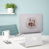 Elegante Whimsical Vintage Konijn Sticker (Laptop op bureau)