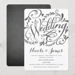 Elegante Whimsical Vintage Lettering Krijt Bruilof Kaart