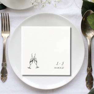 Elegante Whimsical Wijnglazen Initialen Trouwen Servet