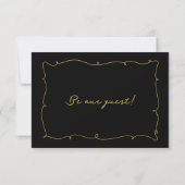 Elegante  Whimsical Zwart en Gouden Bruiloft RSVP Kaartje (Achterkant)