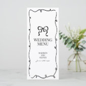 Elegante Whimsical Zwarte Strik Das Monogram Huwel Menu (Staand voorkant)
