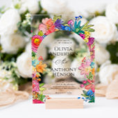 Elegante Whimsy Bold Bloemen Waterverf bruiloft Acryl Uitnodigingen