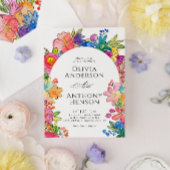 Elegante Whimsy Bold Bloemen Waterverf bruiloft Kaart