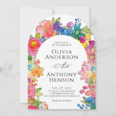 Elegante Whimsy Bold Bloemen Waterverf bruiloft Kaart (Voorkant)