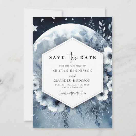 Elegante Whimsy Moonlit bruiloft Save The Date (Voorkant)