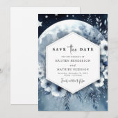 Elegante Whimsy Moonlit bruiloft Save The Date (Voorkant / Achterkant)