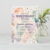 Elegante Whimsy Pastel Waterverf Balloon Verjaarda Kaart (Staand voorkant)