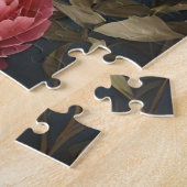 Elegante Whippet Roze Pioen Bloemen Blauwe achterg Legpuzzel (Zijkant)