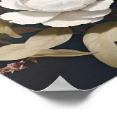 Elegante Whippet Roze Pioen Bloemen Blauwe achterg Poster (Hoek)