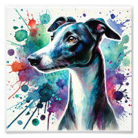 Elegante Whippet Waterverf kunst