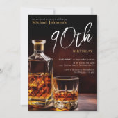 Elegante Whiskey 90ste verjaardagsfeestje Kaart (Voorkant)