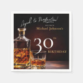 Elegante Whiskey Zwart Goud 30ste Verjaardag Party Servet (Voorkant)